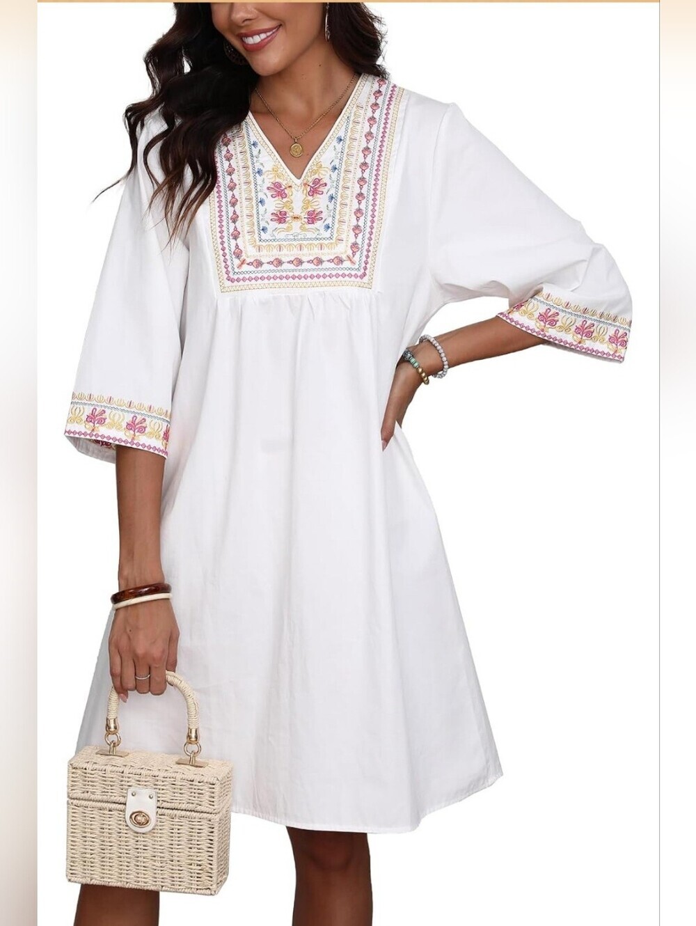 NWT 100% Cotton Embroidered Boho Dress XL 16